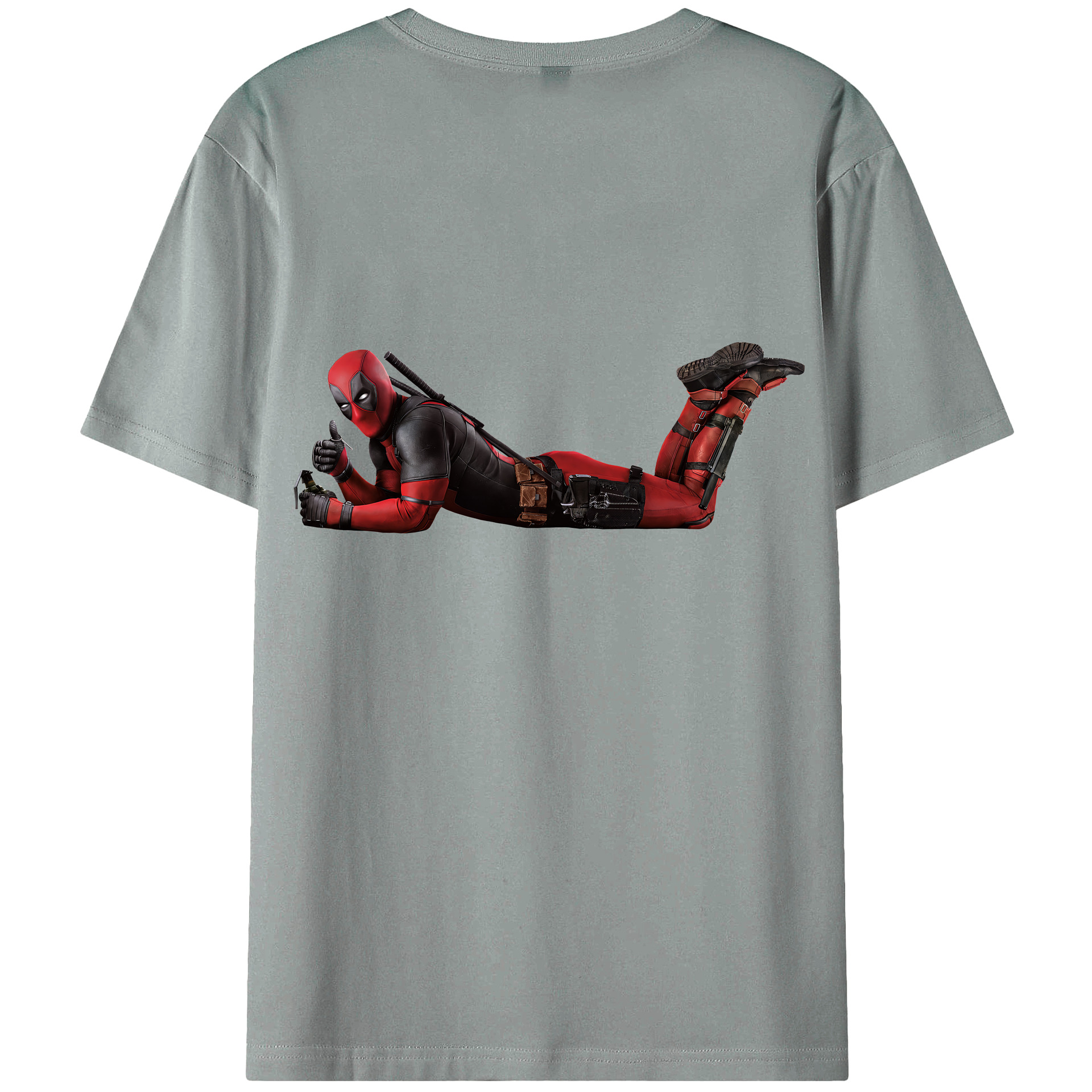 （画像用） Deadpool デッドプール 綿100％ メンズ半袖Tシャツ（バックプリント） 通気性
